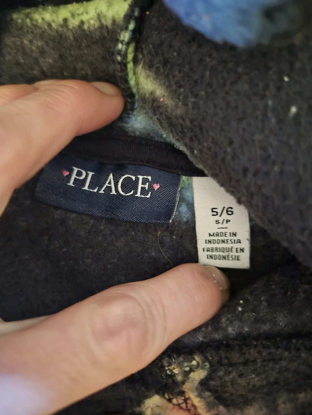 The Children's Place Black Hoodie with Rainbow Accent Sherpa Pullover